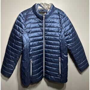 ARCTIC EXPEDITION Puffer Coat Packable Jacket Women’s XL Metallic Blue Warm EUC
